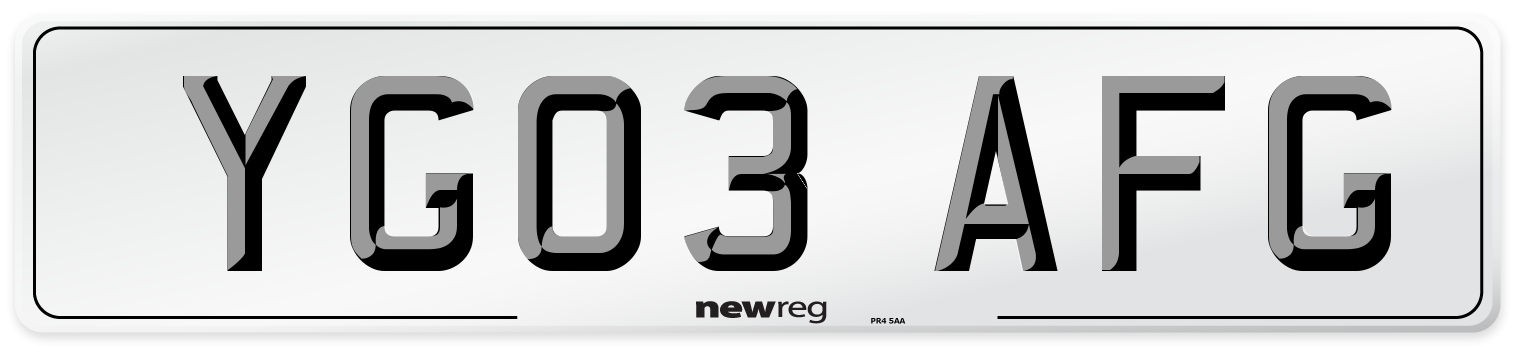 YG03 AFG Number Plate from New Reg
